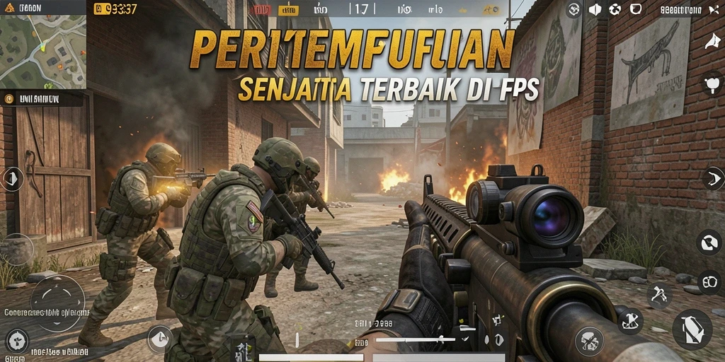 Screenshot gameplay 93337 menampilkan pertempuran FPS yang mendebarkan.
