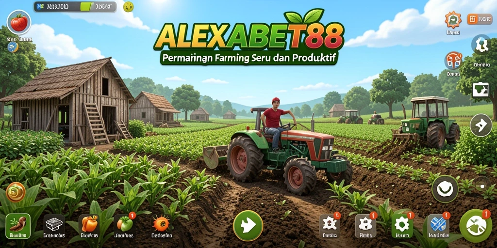 Screenshot gameplay ALEXABET88 menampilkan pengalaman bertani yang interaktif.