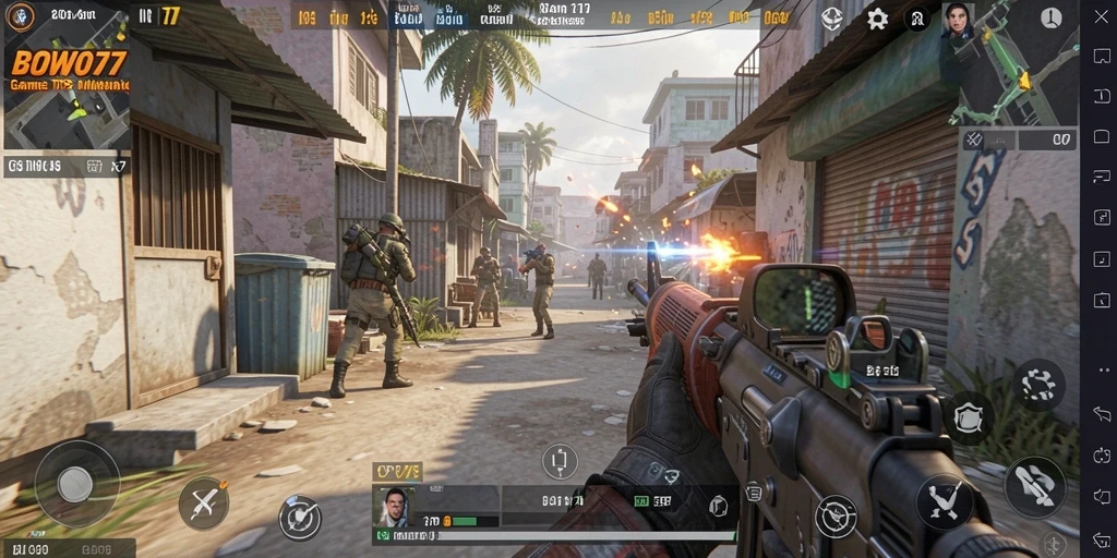 Tampilan seru dari gameplay <strong>BOWO77</strong> dengan aksi tembak-menembak yang mendebarkan.