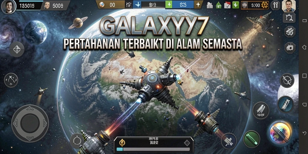 Tangkapan layar menampilkan gameplay menegangkan dari GALAXY77 di genre Tower Defense.