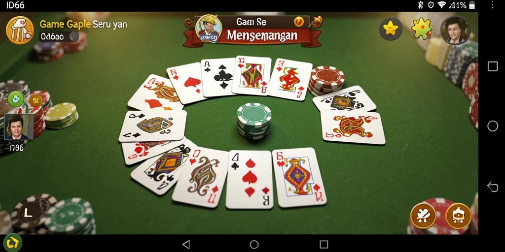 Screenshot utama ID66 menampilkan serunya gameplay Gaple.