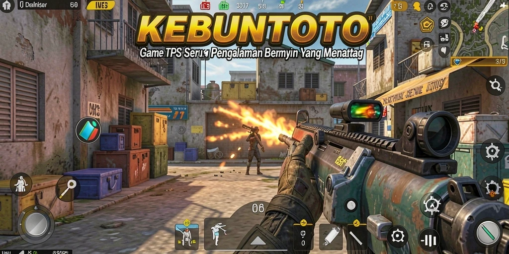 Screenshot KEBUNTOTO menampilkan aksi pertempuran seru ala TPS.