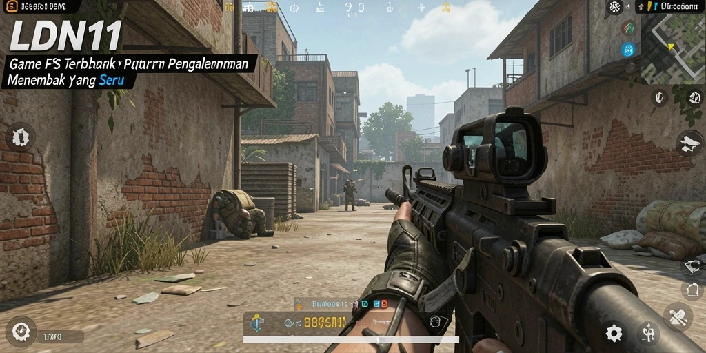 Tampilan gameplay LDN11 dengan aksi tembak-menembak yang intens.