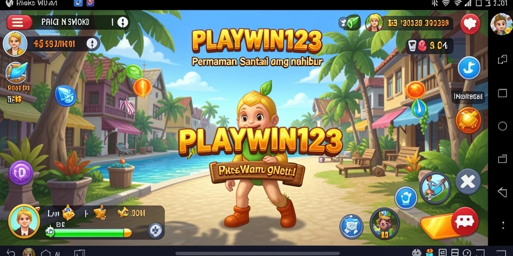 Tampilan gameplay PLAYWIN123 yang ceria dan penuh warna.