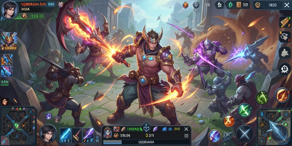 Tampilan gameplay MOBA yang mendebarkan dan strategis.