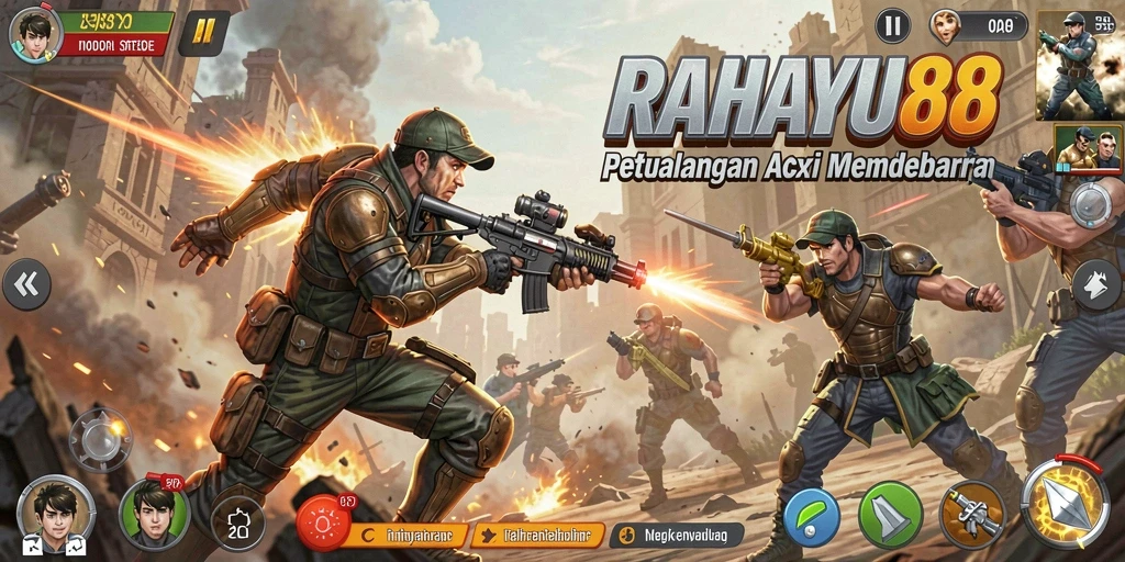 Tampilan aksi mendebarkan RAHAYU88 saat bertempur melawan musuh.