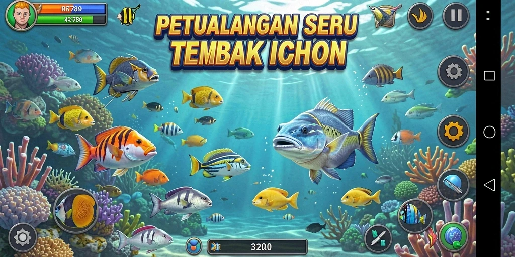 Tampilan gameplay RR789 dengan aksi menembak ikan yang mendebarkan.