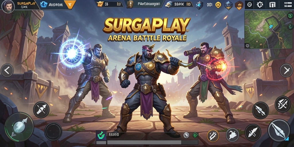 Gameplay seru dan mendebarkan di SURGAPLAY Battle Royale.